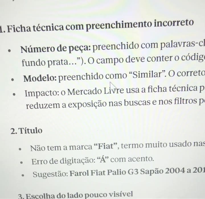 Exemplo de diagnóstico de um anúncio feito pela IA
